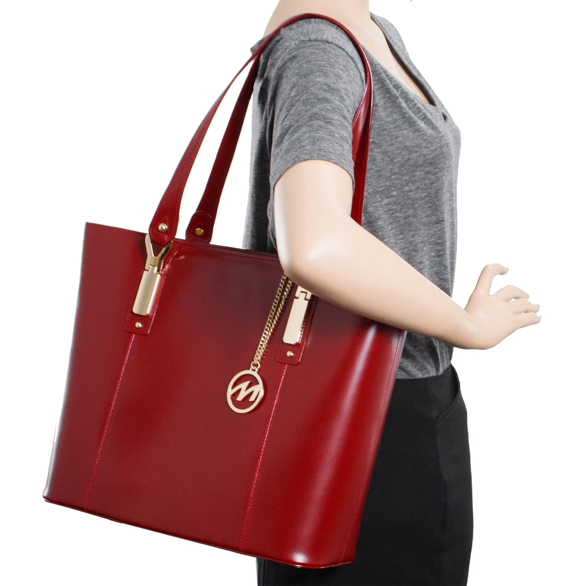 McKlein USA Savarna Leather Tote Bag with Tablet Pocket