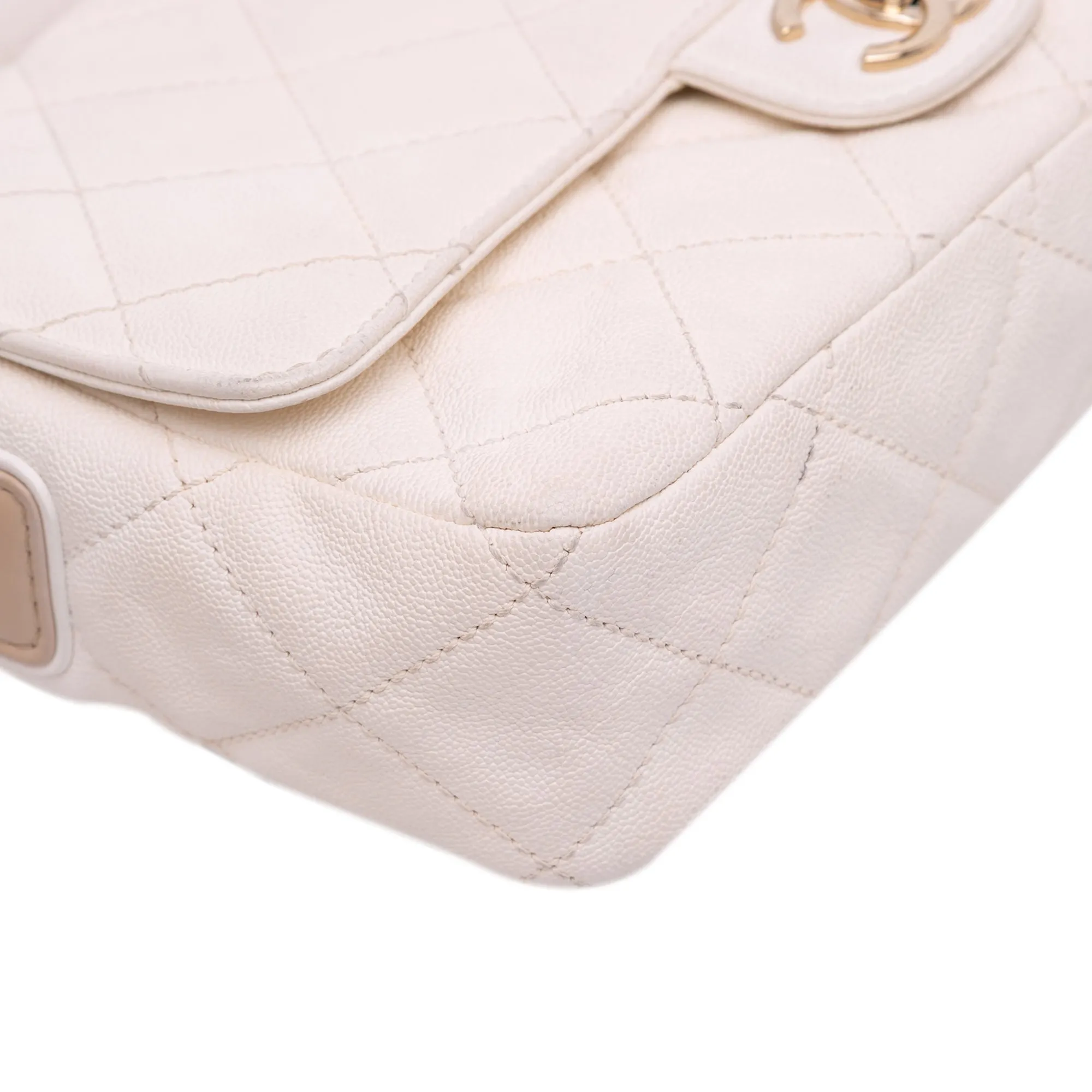 Medium CC Quilted Caviar Buckle Strap Messenger Bag