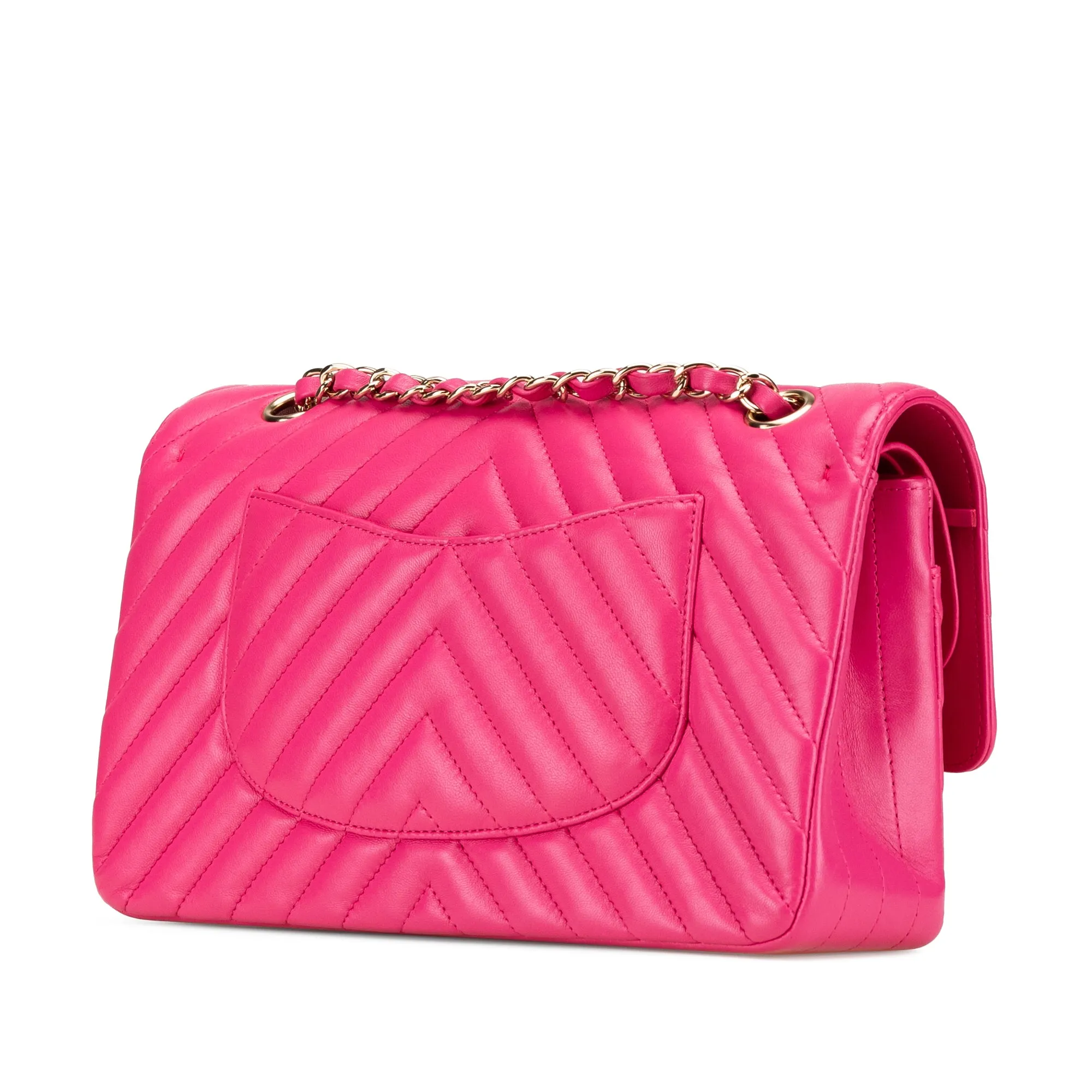 Medium Classic Chevron Lambskin Double Flap