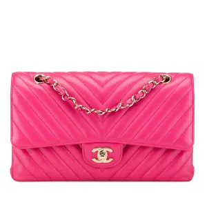 Medium Classic Chevron Lambskin Double Flap