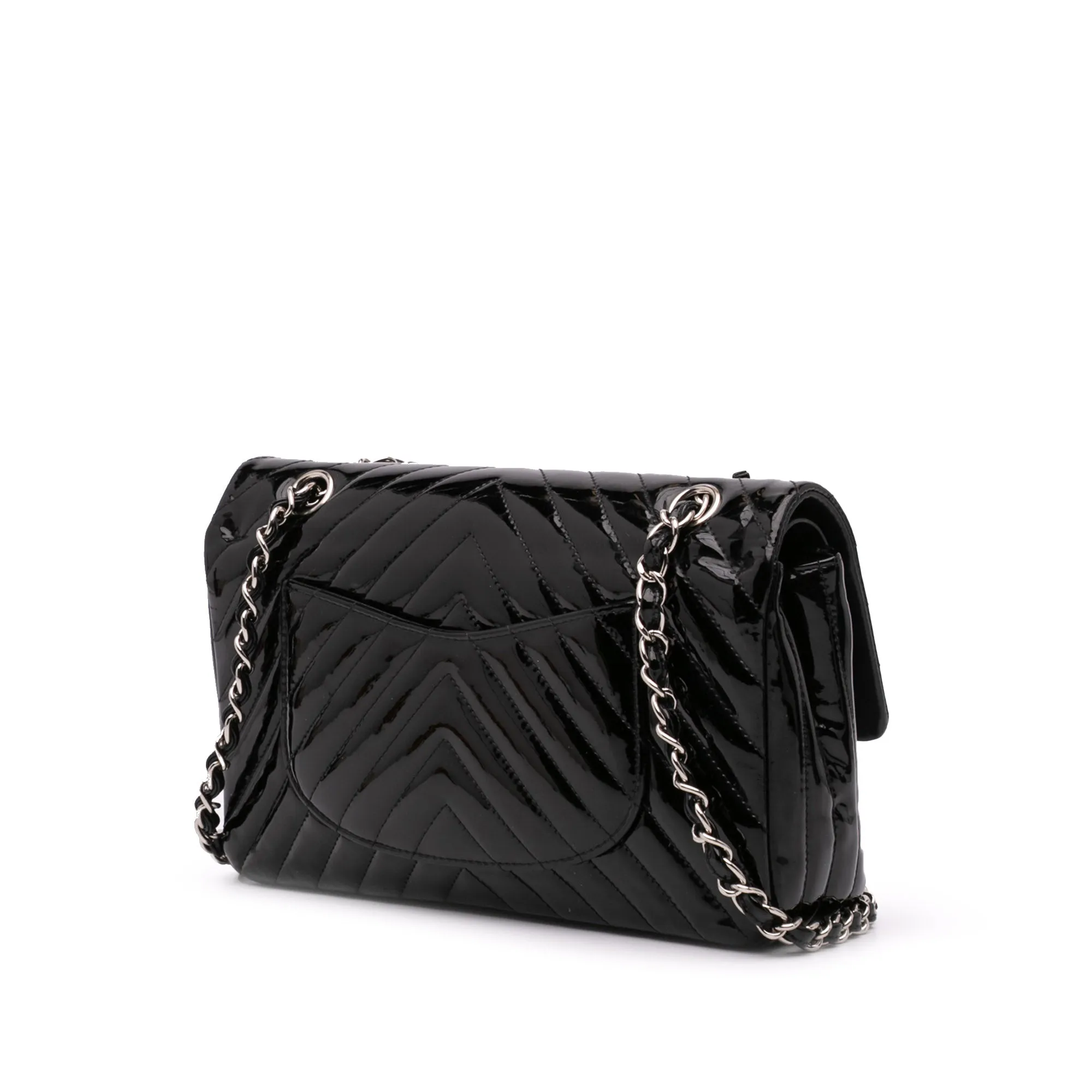 Medium Classic Chevron Patent Double Flap