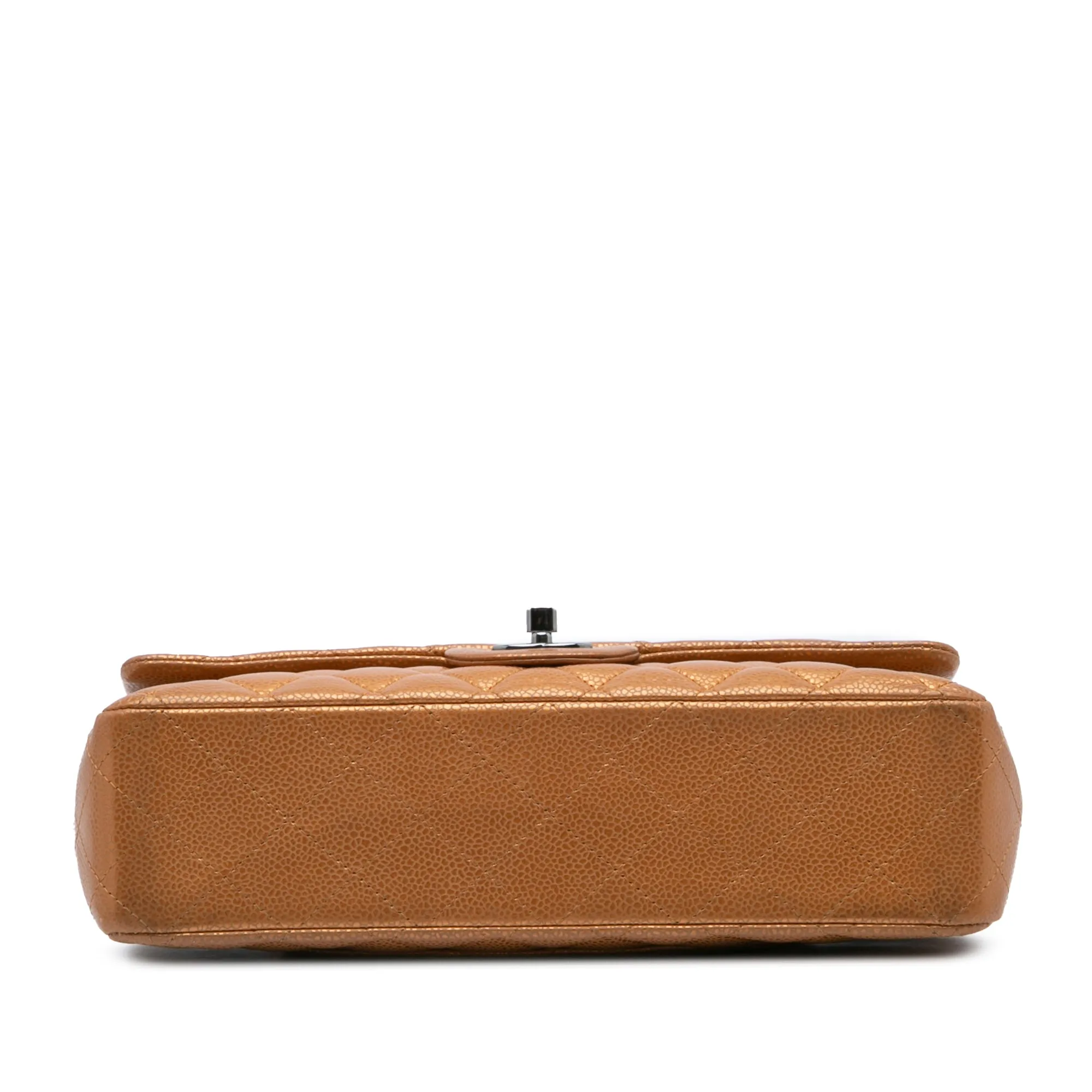 Medium Classic Metallic Caviar Double Flap