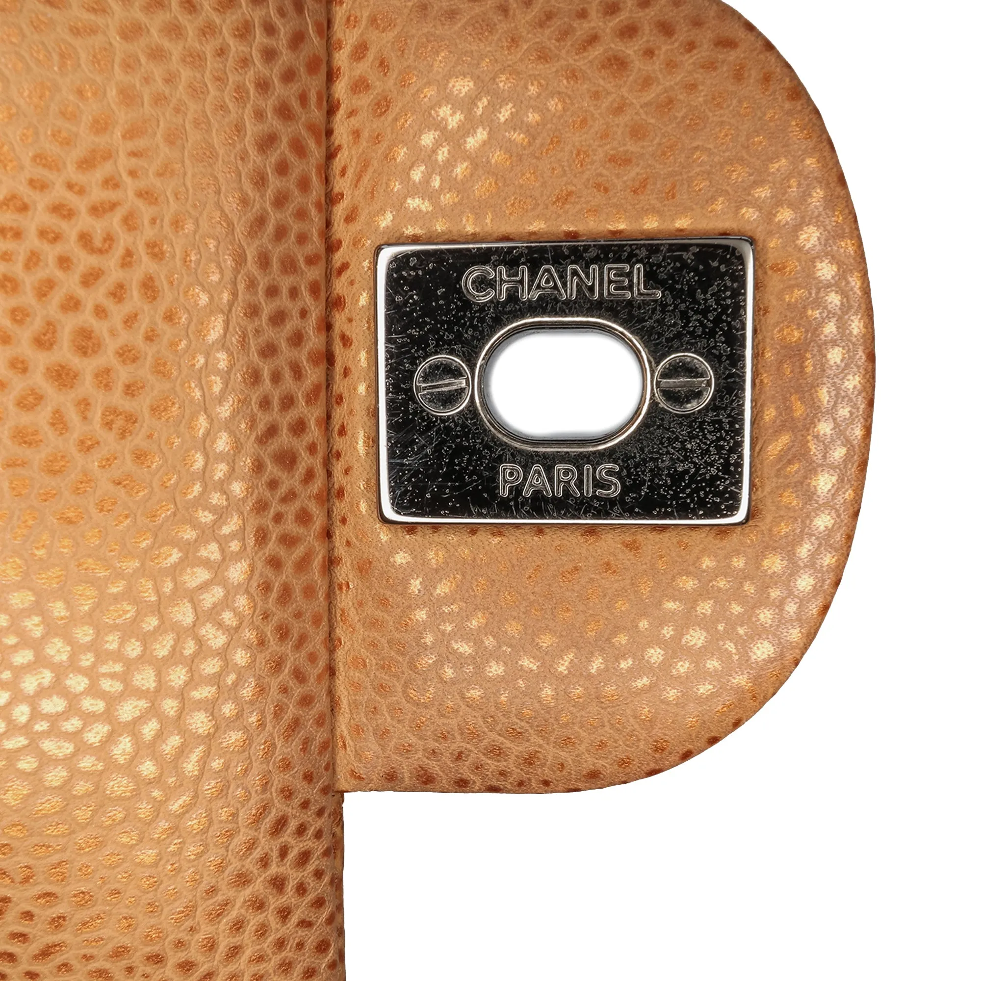 Medium Classic Metallic Caviar Double Flap