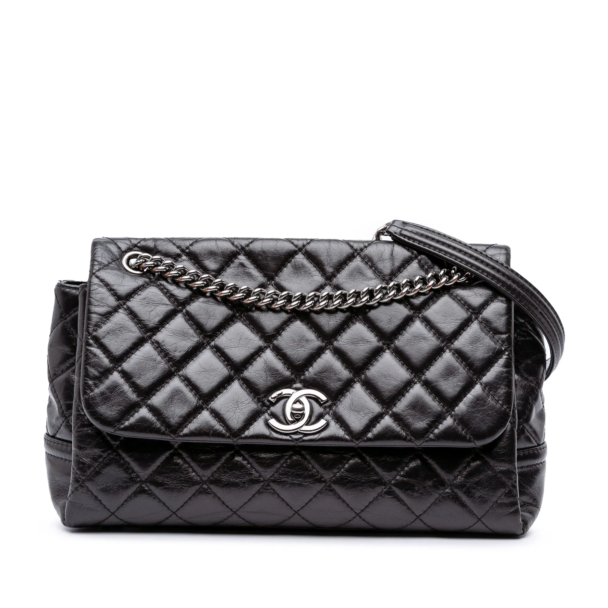 Medium Quilted Glazed Calfskin Lady Pearly Flap