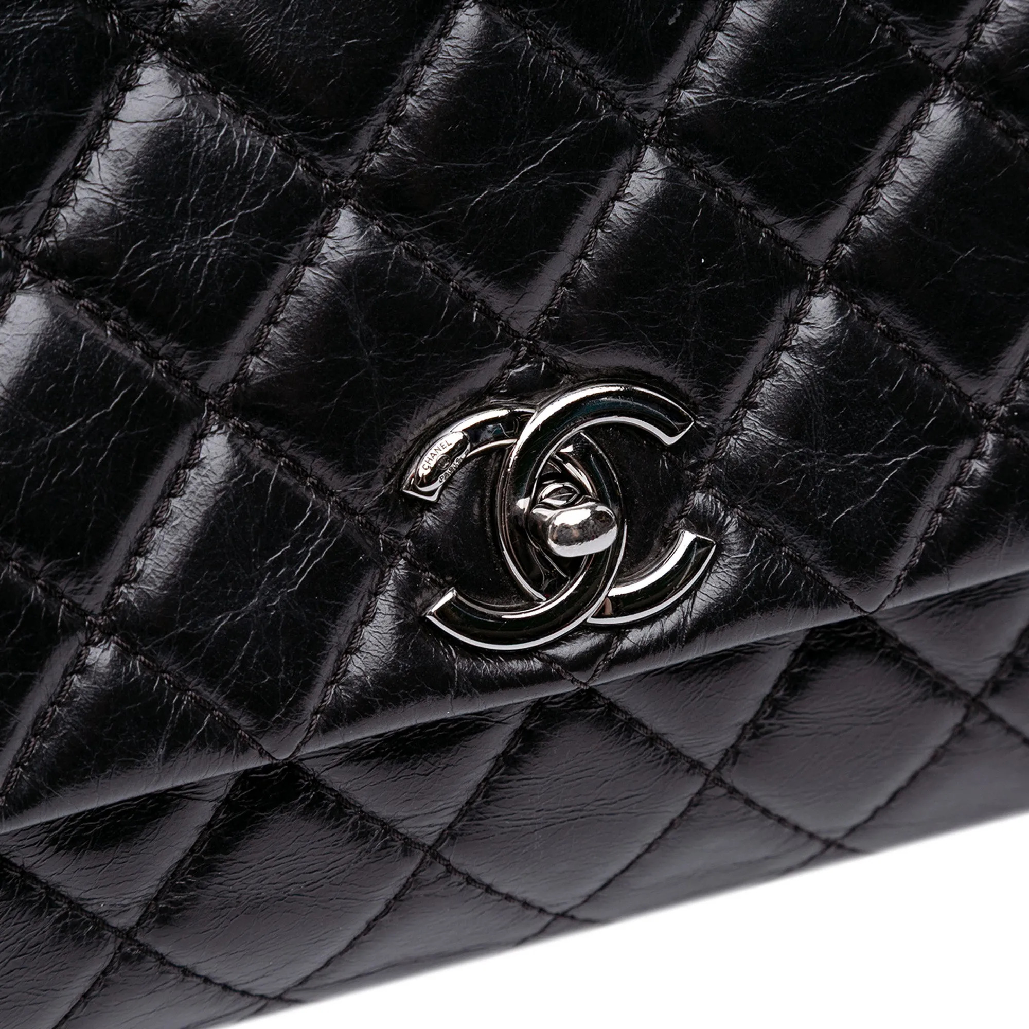 Medium Quilted Glazed Calfskin Lady Pearly Flap