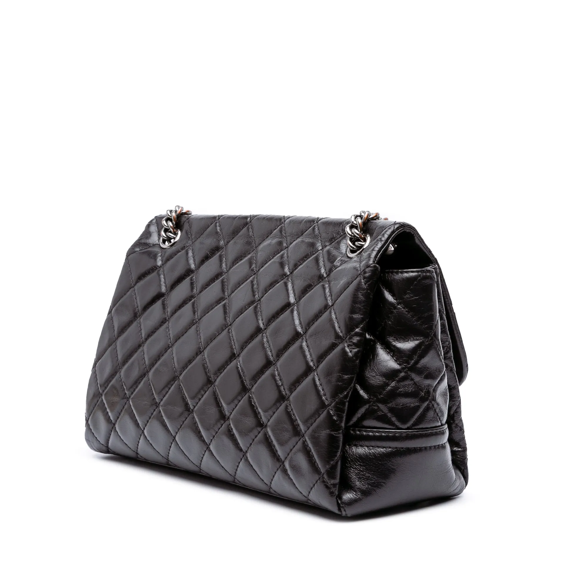 Medium Quilted Glazed Calfskin Lady Pearly Flap