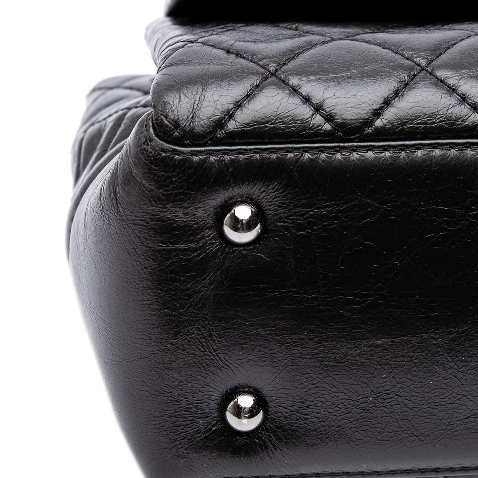 Medium Quilted Glazed Calfskin Lady Pearly Flap