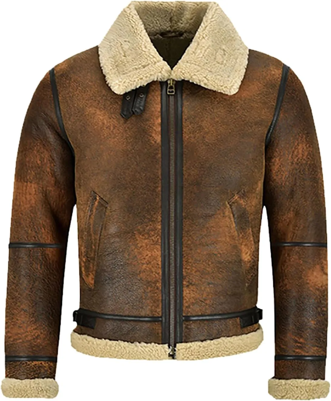 Men B3 Bomber Aviator Real Sheepskin Winter Jacket