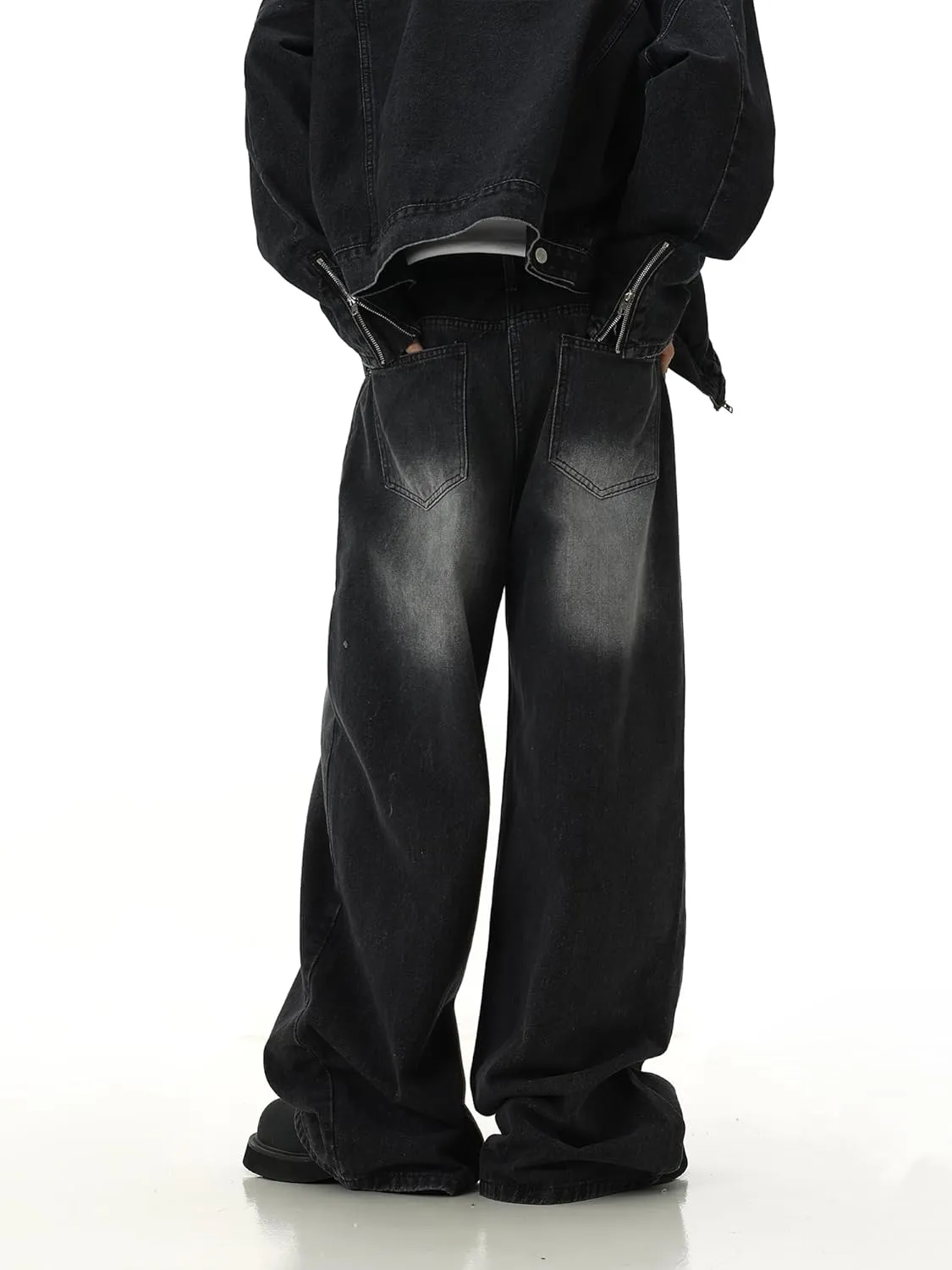 Men Baggy Jeans 90s Vintage Y2k Straight Leg Pants Hip Hop Skateboard Streetwear Trousers