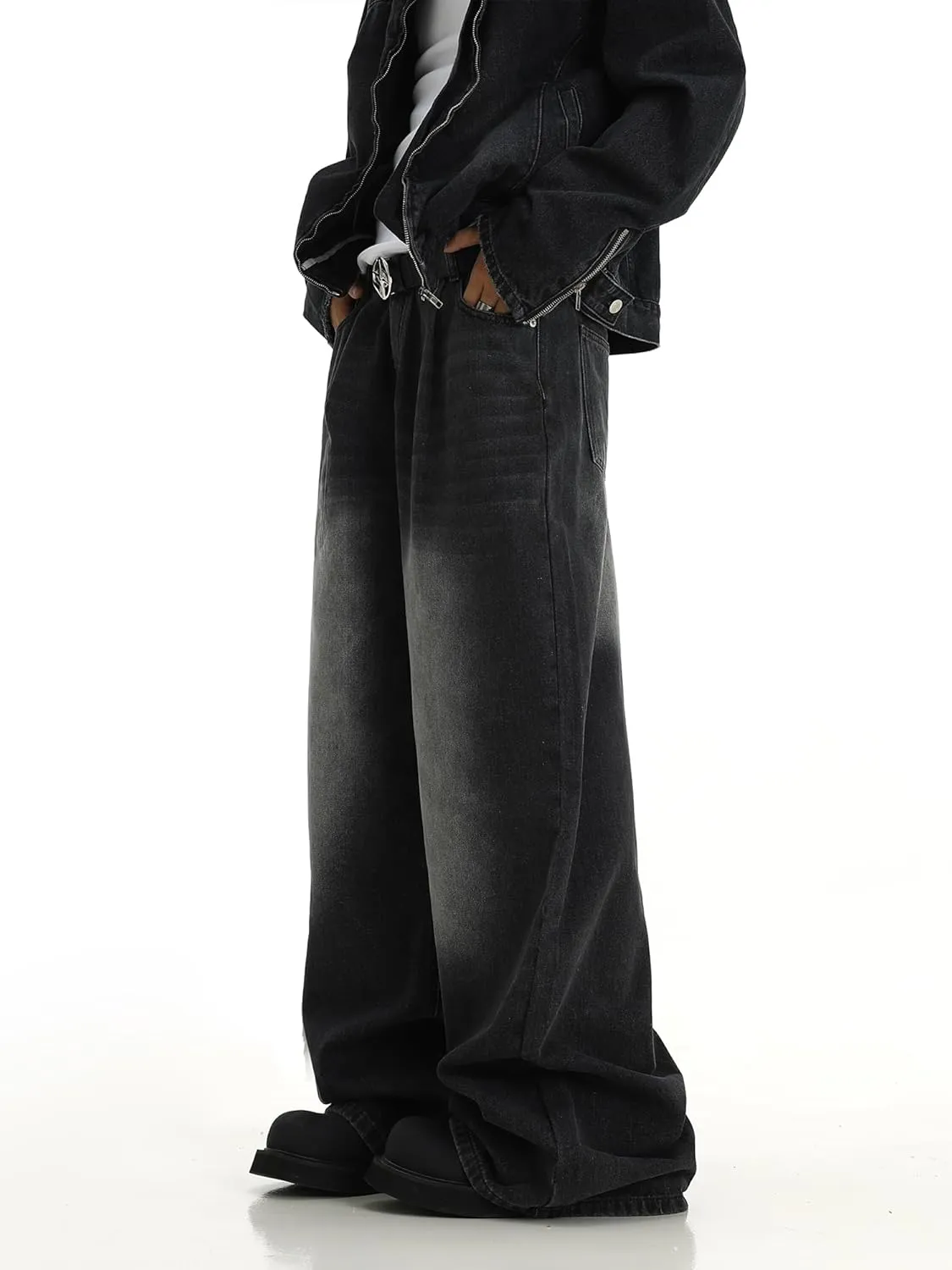 Men Baggy Jeans 90s Vintage Y2k Straight Leg Pants Hip Hop Skateboard Streetwear Trousers