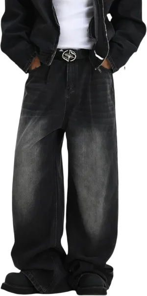 Men Baggy Jeans 90s Vintage Y2k Straight Leg Pants Hip Hop Skateboard Streetwear Trousers