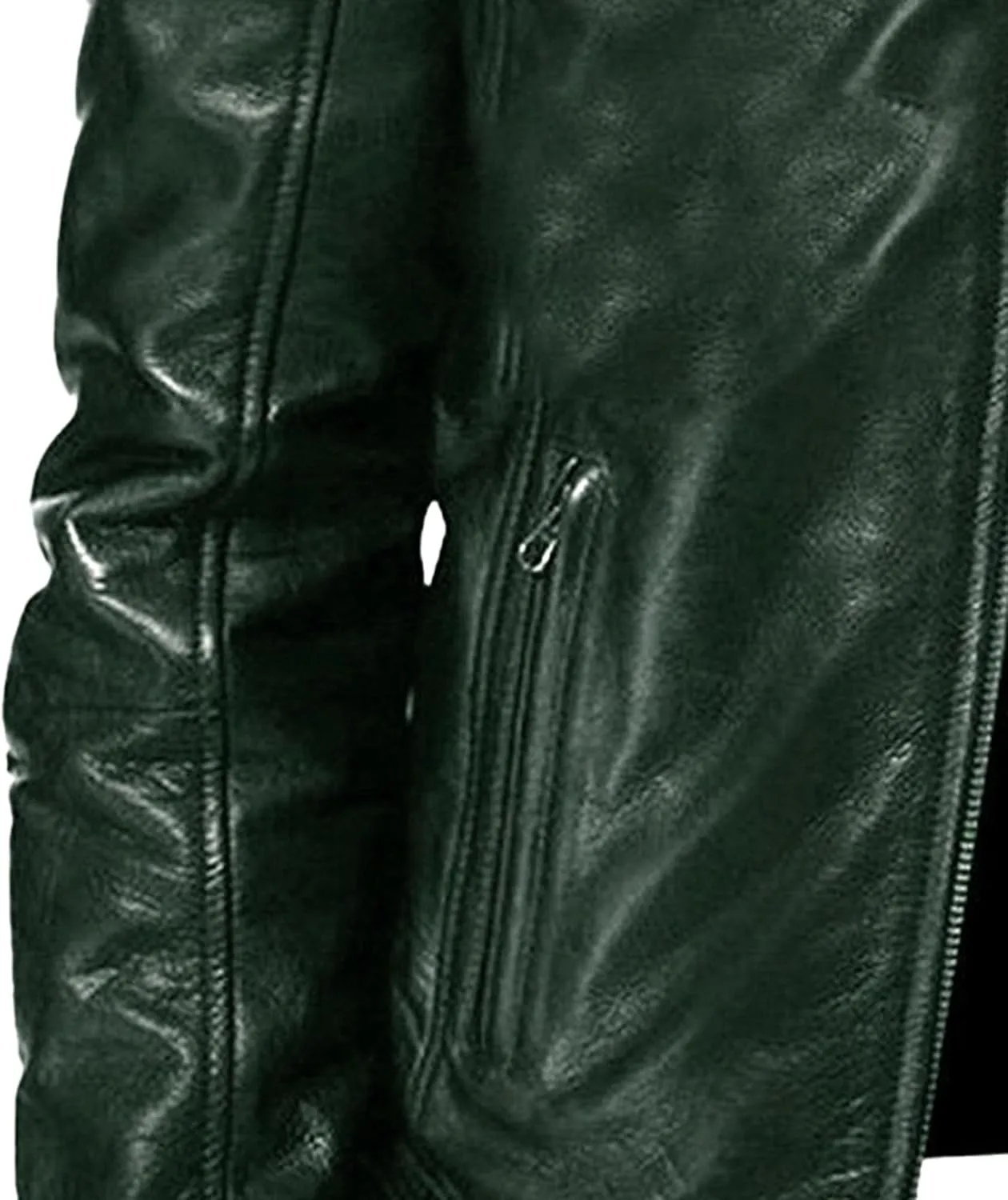 Men Faux Leather Zip Up Jacket Stand Collar Leather Motorcycle Jacket Lightweight Bomber Outwear PU Coat