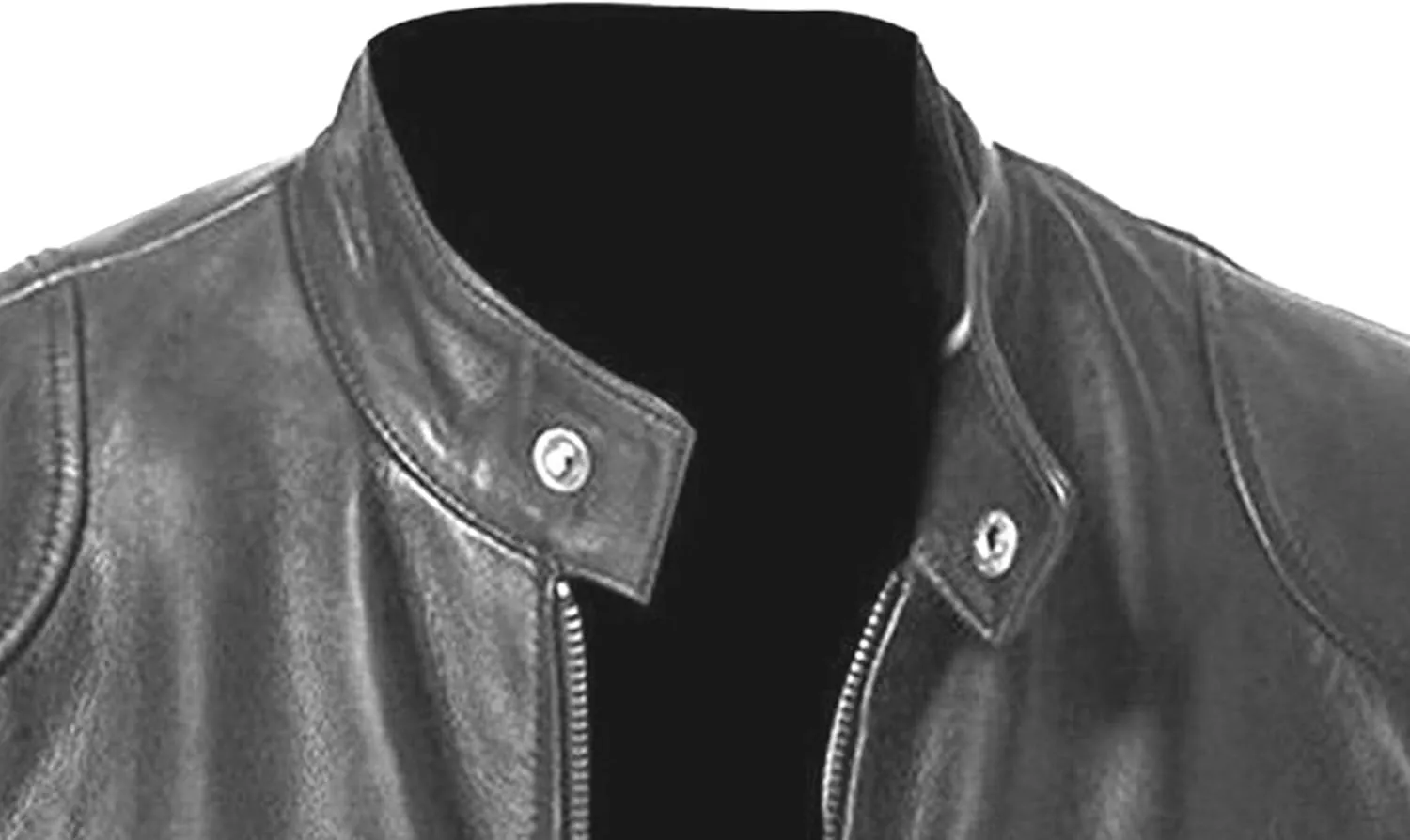 Men Faux Leather Zip Up Jacket Stand Collar Leather Motorcycle Jacket Lightweight Bomber Outwear PU Coat