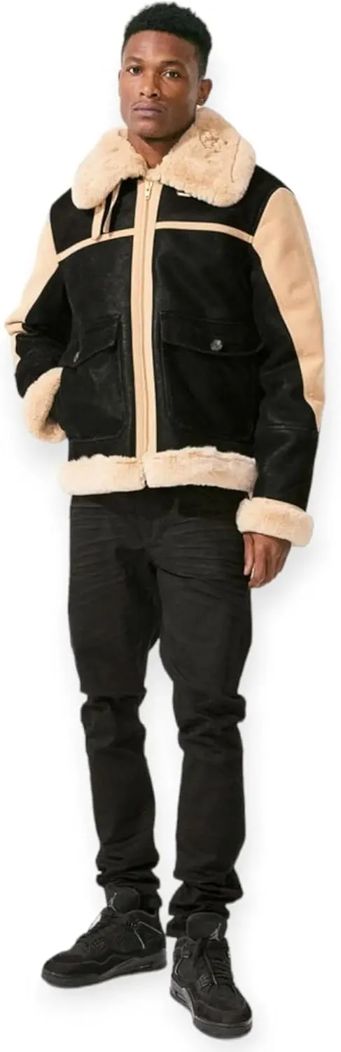 Men Vienna Fur Bomber Jackets (Black Coffee)