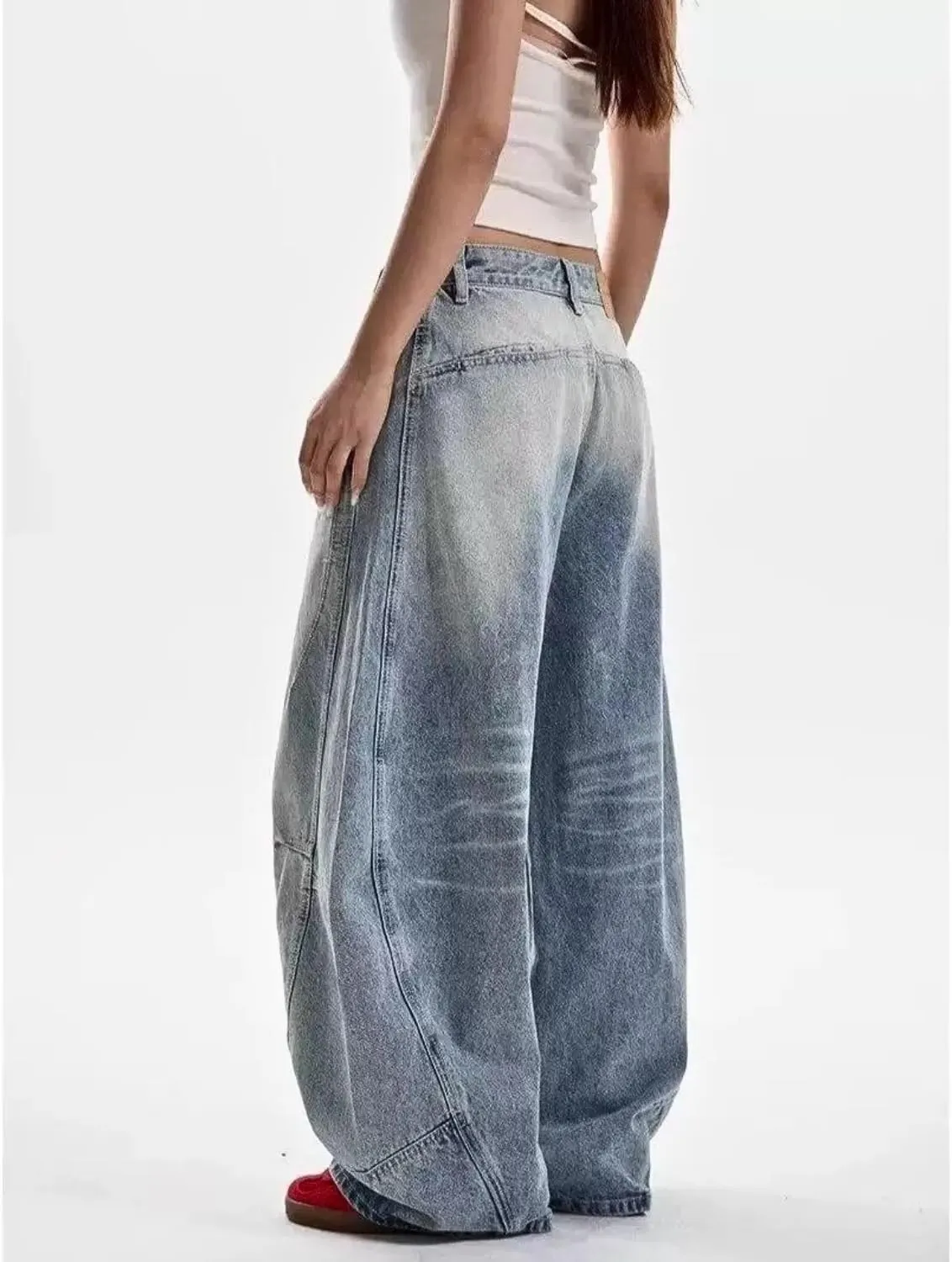 Mens Baggy Jeans Y2k Wide Leg Barrel Jeans for Women Stretchy Hip Hop Loose Denim Pants Grunge Clothes Streetwear