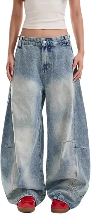 Mens Baggy Jeans Y2k Wide Leg Barrel Jeans for Women Stretchy Hip Hop Loose Denim Pants Grunge Clothes Streetwear