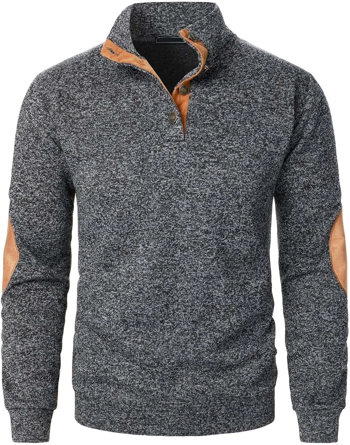 Men's Casual Pullover Sweatshirt 1/4 Button Down Stand Collar Slim Fit Long Sleeve Tops Lightweight Tactical Sweater