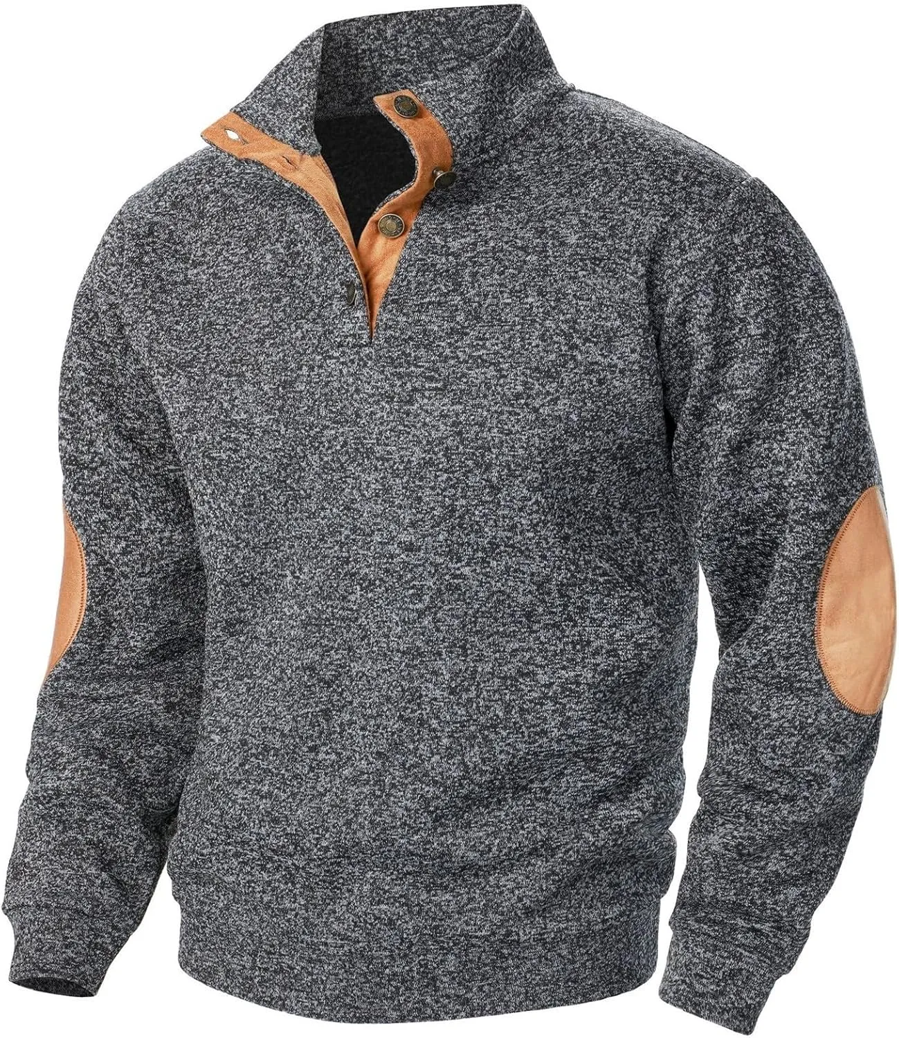 Men's Casual Pullover Sweatshirt 1/4 Button Down Stand Collar Slim Fit Long Sleeve Tops Lightweight Tactical Sweater