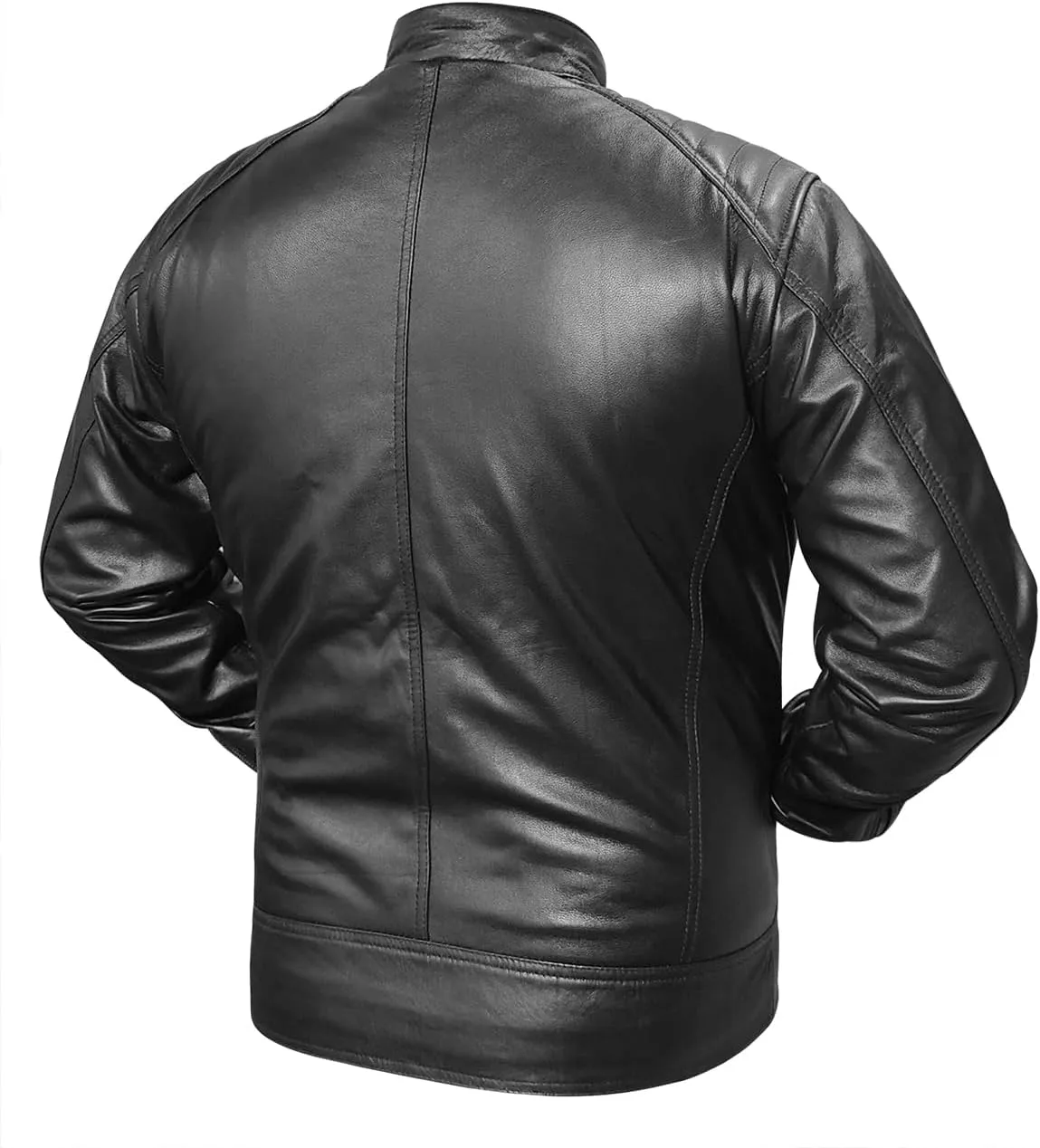 Men’s Classic Biker Leather Jacket – Motorcycle Leather Jacket Mens – Lambskin Racer Black Biker Jacket