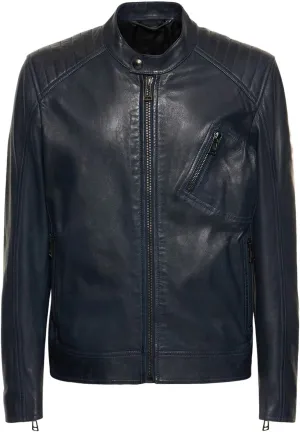 Men’s Classic Biker Leather Jacket – Motorcycle Leather Jacket Mens – Lambskin Racer Black Biker Jacket