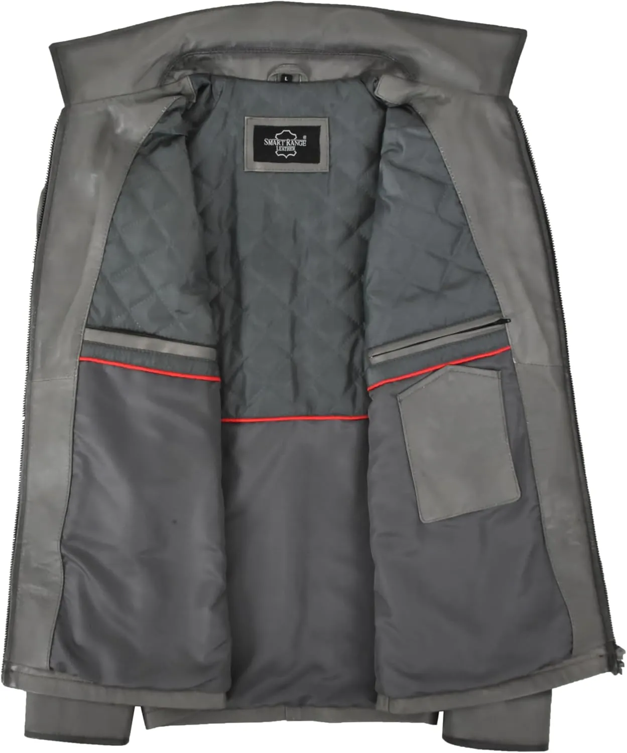 Men's Classic Collar Style Charcoal Grey Washed Casual Lambskin Leather Jacket 1698