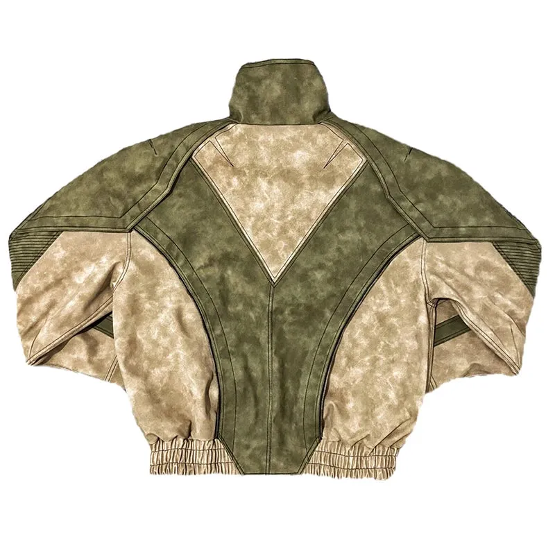 Mens Faux Leather Patchwork Jacket
