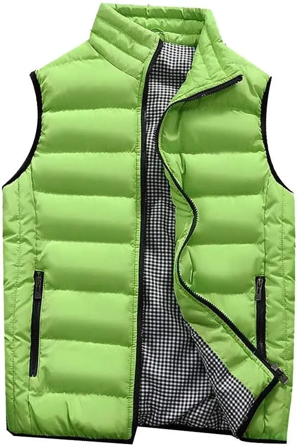 Mens Fleece Vest Winter Fashion Casual Zipper Collar Pocket Hooded Sleeveless Cotton Padded Jacket Vest Top Navy