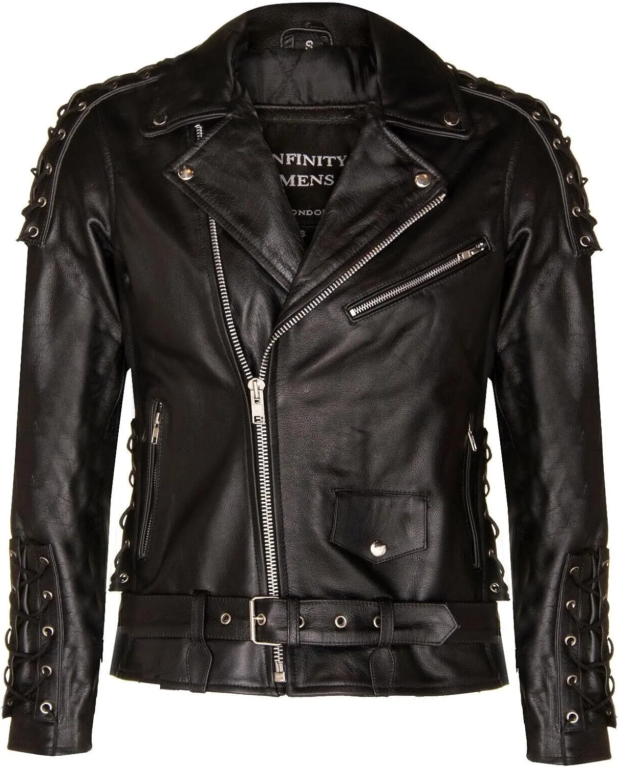 Mens Fringe Hide Leather Brando Tasseled Motorcycle Jacket Retro Biker