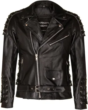Mens Fringe Hide Leather Brando Tasseled Motorcycle Jacket Retro Biker
