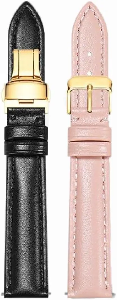 Men's Genuine Leather Watch Strap 10-22mm Universal with Pin Buckle