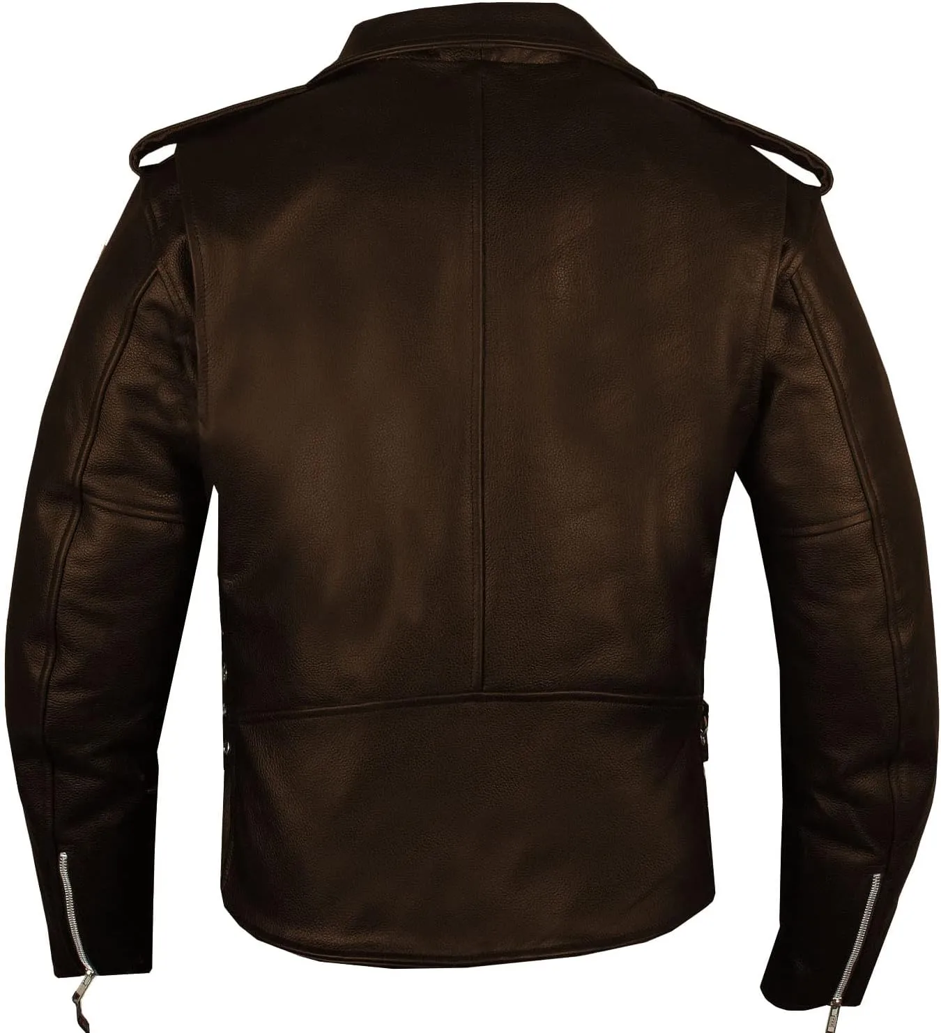 Men's ICONIC Brando Leather Motorcycle Jacket Premium Real Natural Buffalo Biker Jacket - Side Laces Concealed Carry Pockets, All-Season Leather Motorcycle Jacket for Men Brown M