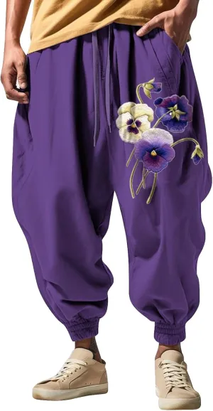 Mens Joggers Fun Print Fashion Street Feel Casual Sweatpants Baggy Elastic Waist Novelty Pant Mens Linen Pants Pants