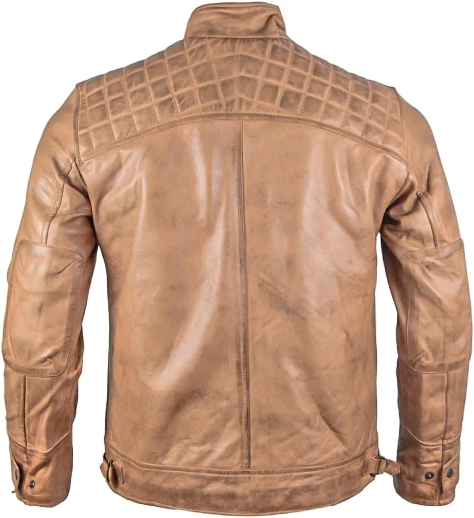 Men's Lambskin Leather Jacket – Classic Leather Bomber Jacket, Stylish Cafe Racer Biker Outerwear for Men