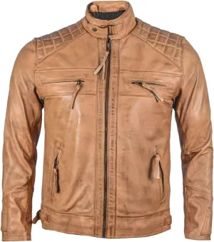 Men's Lambskin Leather Jacket – Classic Leather Bomber Jacket, Stylish Cafe Racer Biker Outerwear for Men