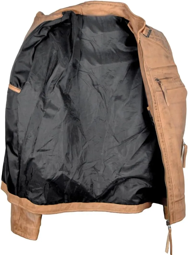 Men's Lambskin Leather Jacket – Classic Leather Bomber Jacket, Stylish Cafe Racer Biker Outerwear for Men