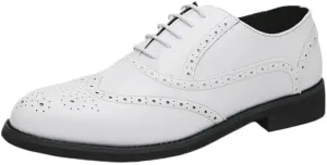 Men's Leather lace-up Oxford Shoes Classic Wingtip Two-Tone Patchwork Brogues Fashionable Toes Slip-on Leather Shoe