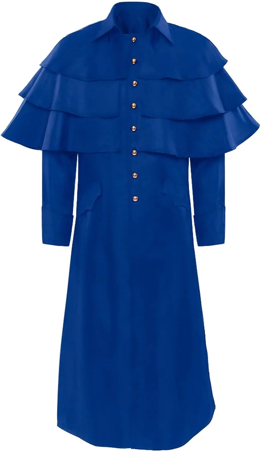 Men's Pastor Cloak Jackets Cotton Long Sleeve Vintage Medieval Lapel Collar Poncho Court Costume Stage Wear Jacket