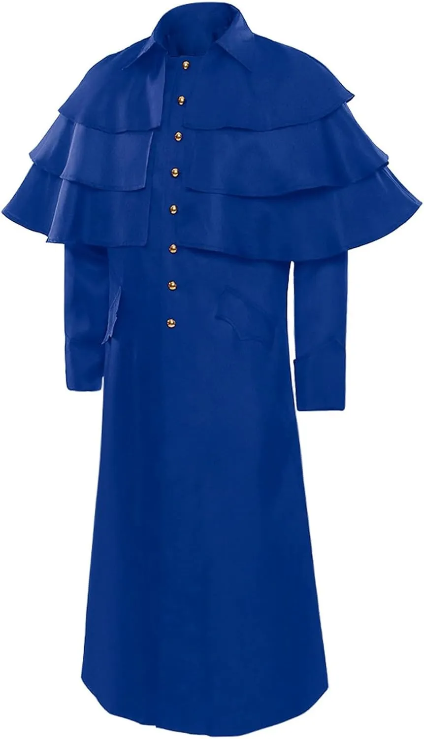 Men's Pastor Cloak Jackets Cotton Long Sleeve Vintage Medieval Lapel Collar Poncho Court Costume Stage Wear Jacket