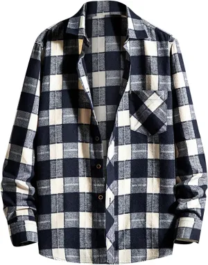 Men's Plaid Hooded Shirts Square Printing Lightweight Breathable Long Sleeve Lapel Men Plus Size Big&Tall Mens with