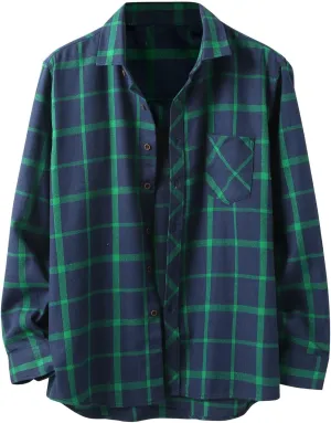 Mens Plaid Jacket Fashionable Square Printing Lightweight Breathable Long Sleeve Lapel Formal Shirt with Hood for