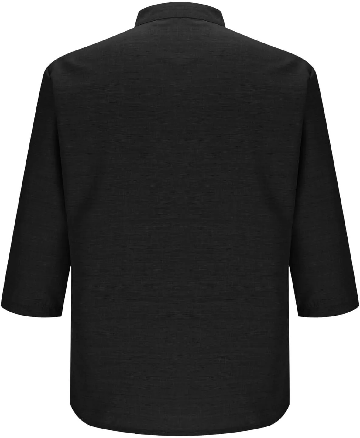 Men's Polo Shirts Mock Neck Roll-Up 3/4 Sleeve Pullover Shirt Solid Color Casual T-Shirt with Pocket Faux Cotton Linen Tee