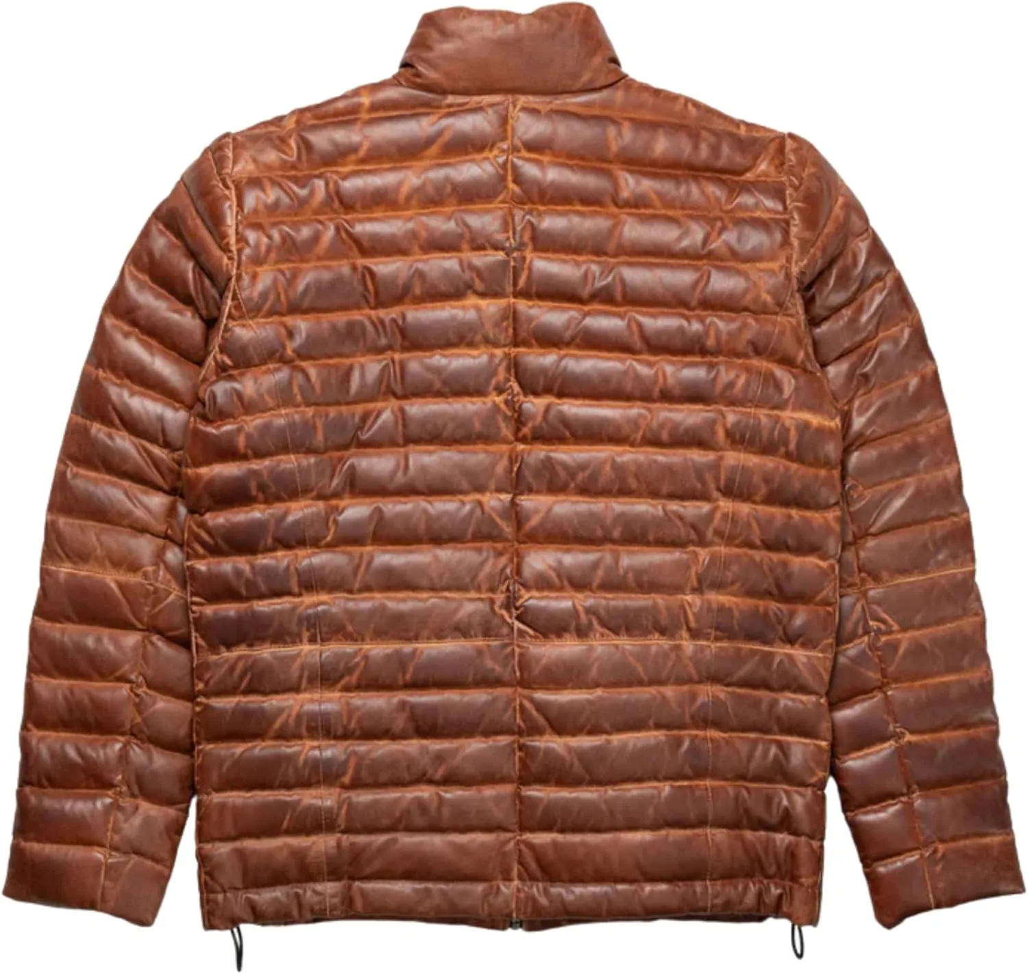 Mens Puffer Jacket Real Lambskin Leather Down Jacket Lightweight Zip Up Winter Mens Puffer Coat
