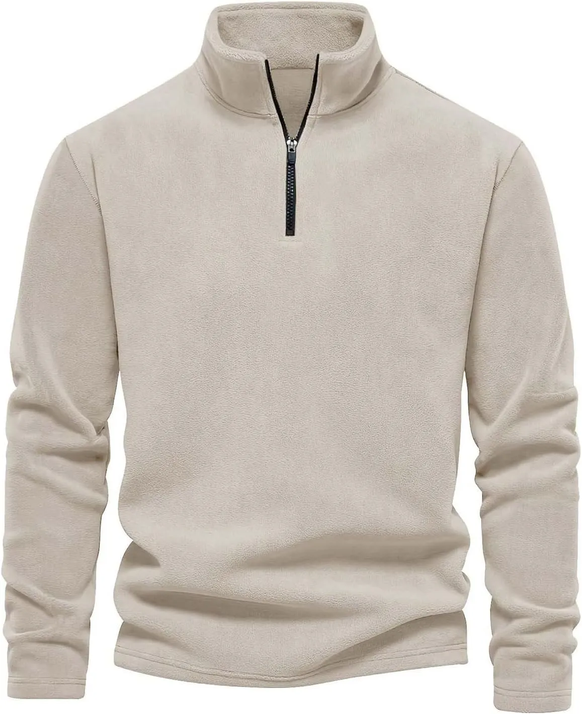 Men's Quarter-Zip Pullover Polar Fleece Sweatshirt Stand Collar Long Sleeve Casual Sweatshirts Thermal Spring Sweater