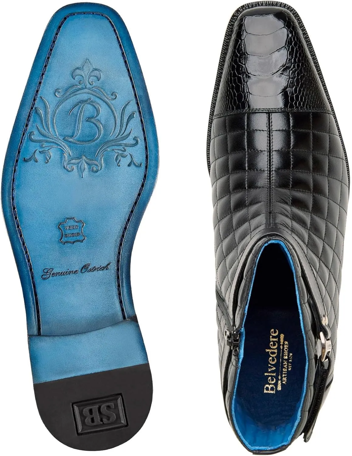 Men's R80 Libero Genuine Ostrich Leg and Quilted Leather Boot