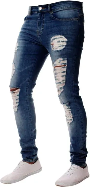 Men's Regular Fit Comfort Jean Frayed Pants Distressed Rip Trousers Straight Leg Jeans Men Mens Jeans Big and Tall