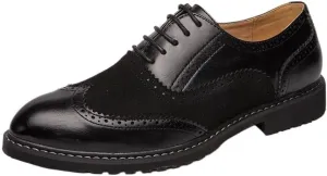 Men's Retro Business Casual Shoes British Style Low Work Leather Shoes Fashionable Patchwork Brogue Embossed Oxford