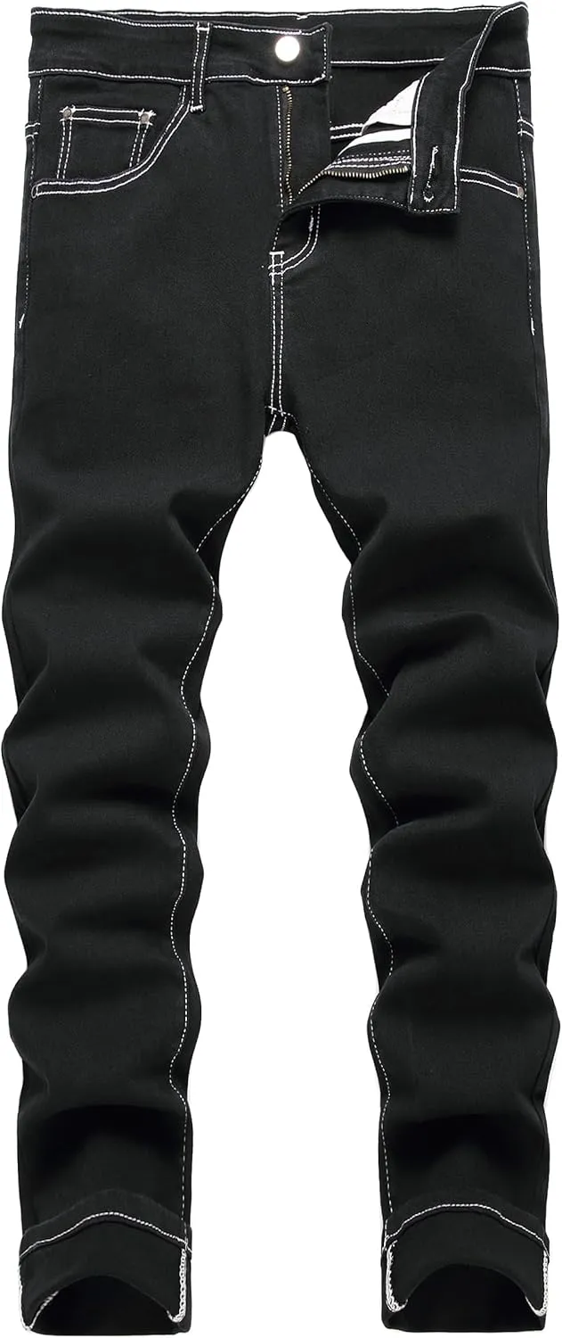 Men's Slim Fit Stretch Jeans Ripped Skinny Jeans for Men, Fashion Straight Leg Comfort Flex Waist Cargo Denim Pants