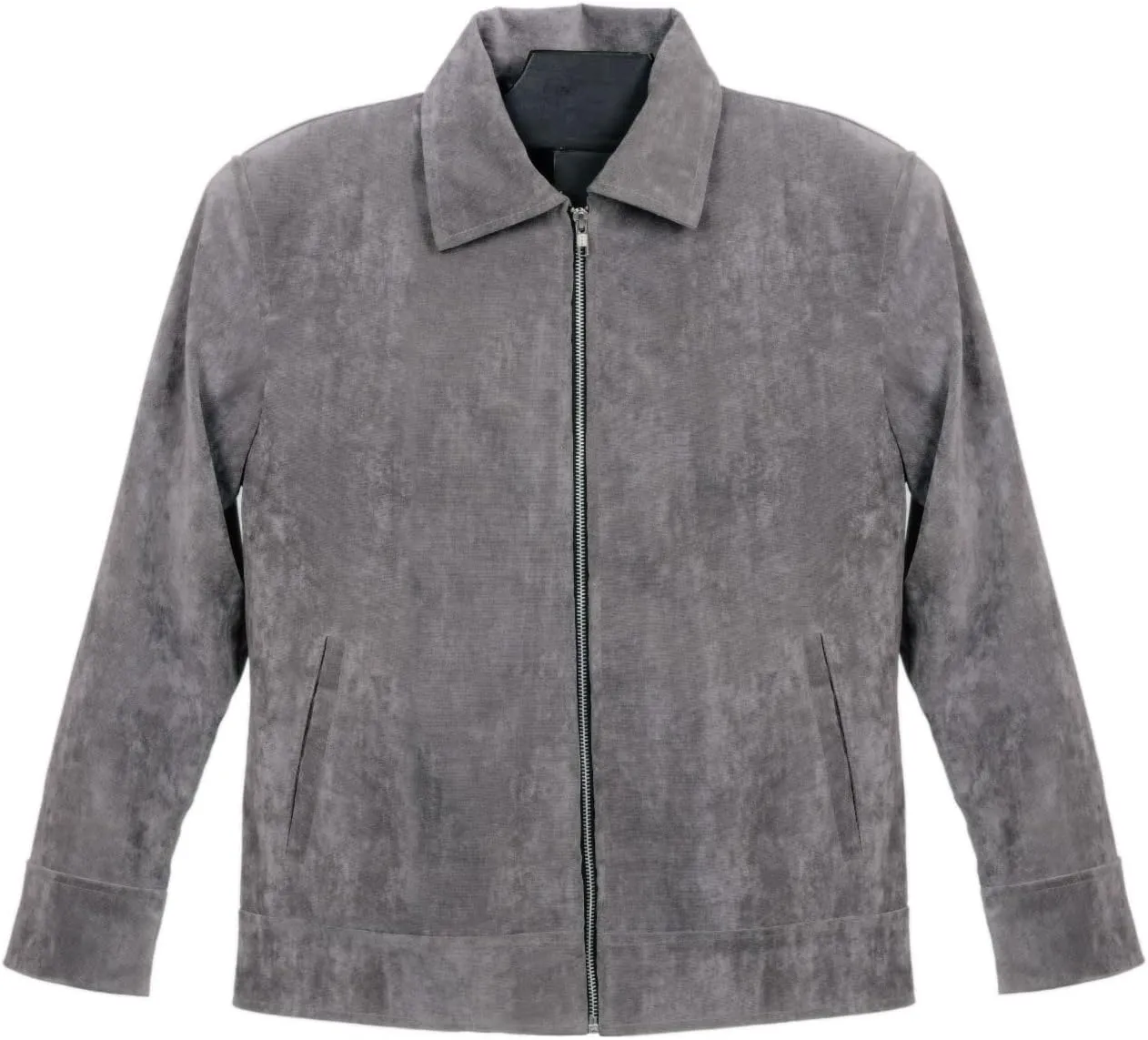 Men's Stylish Vintage Classic Grey Suede Sheep Leather Motorcycle Jacket