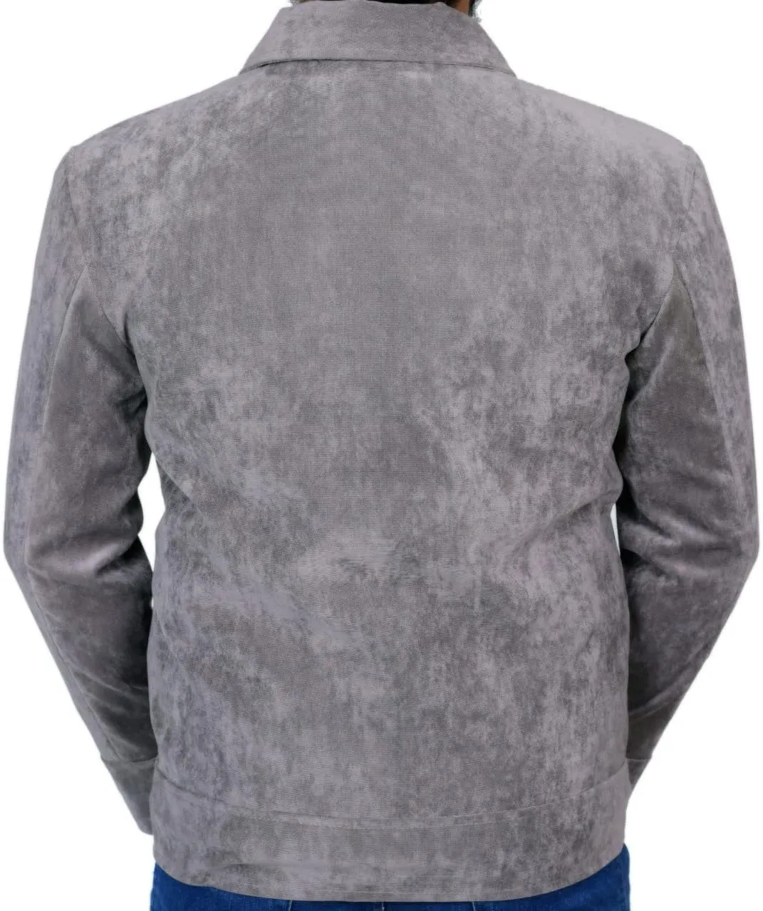 Men's Stylish Vintage Classic Grey Suede Sheep Leather Motorcycle Jacket