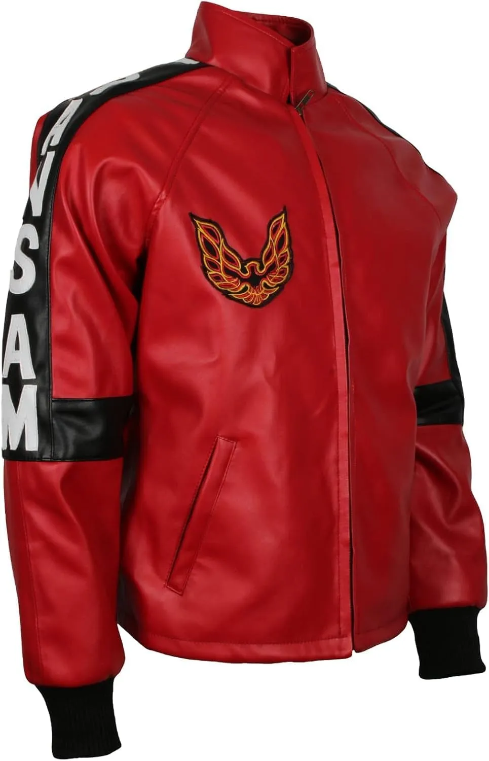 Mens Top Grain Faux Leather Biker Burt Reynolds Smokey And The Bandit Out Jacket, Red 2XS-4XL